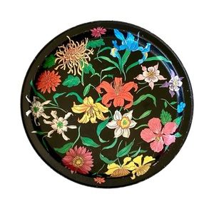 Vintage floral tin  serving tray.